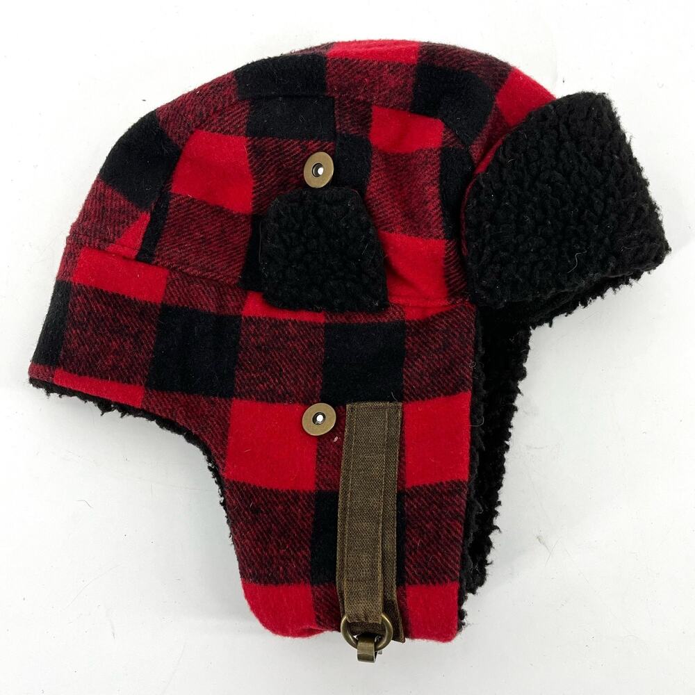 Dorfman Pacific Unisex Men's XL Red Black‎ Buffalo Plaid Trapper Hat